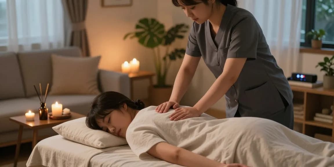 Experience a calming 한국인출장 massage at home with soothing ambiance and professional care.