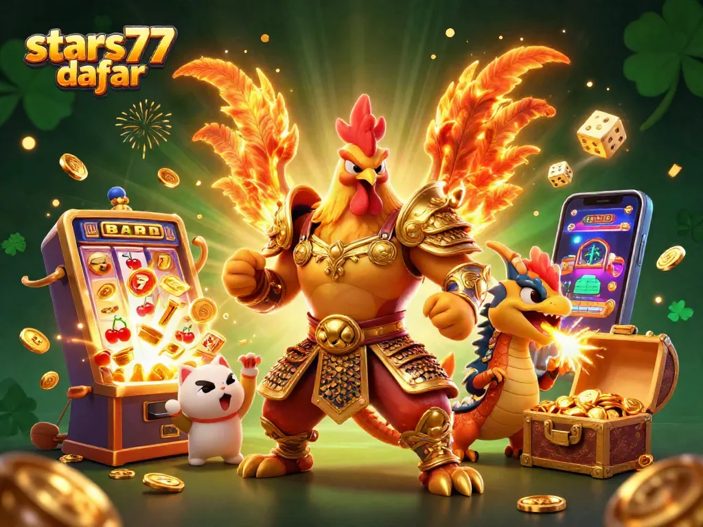 Merayakan keseruan permainan di stars77 daftar dengan simbol slot dan karakter menarik.