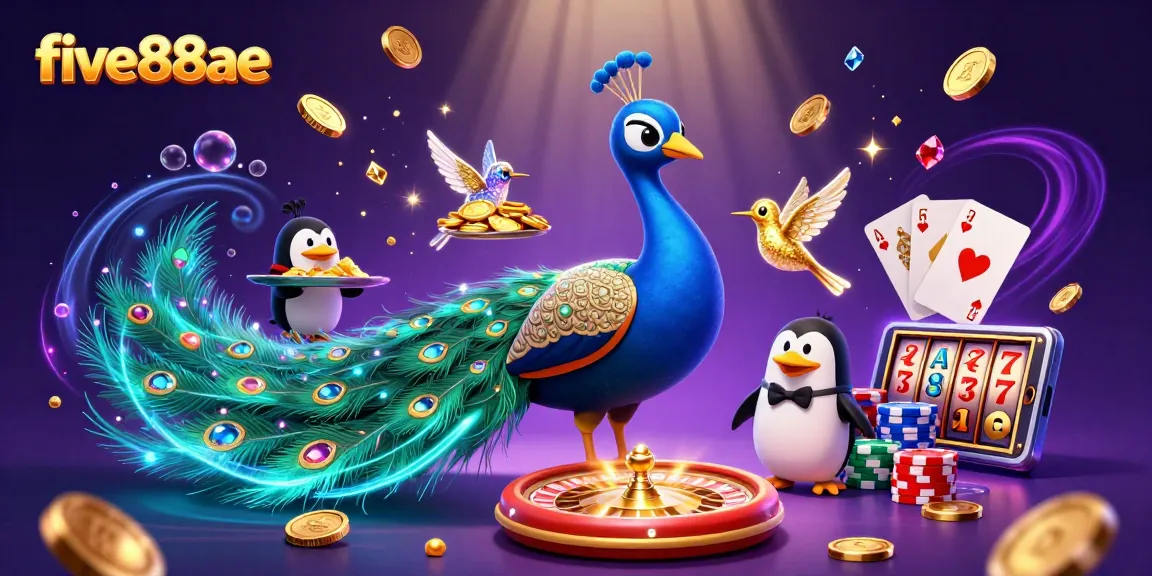 Experience top gaming excitement at five88ae with vibrant casino elements and animated characters.