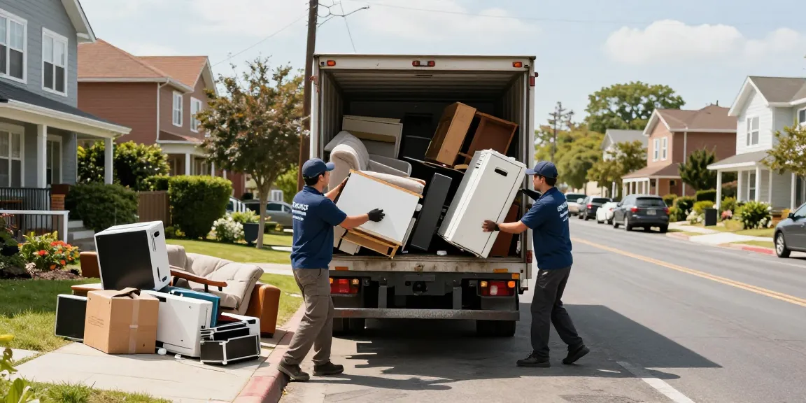 target Junk Removal Vancouver team efficiently clearing junk from a residential area