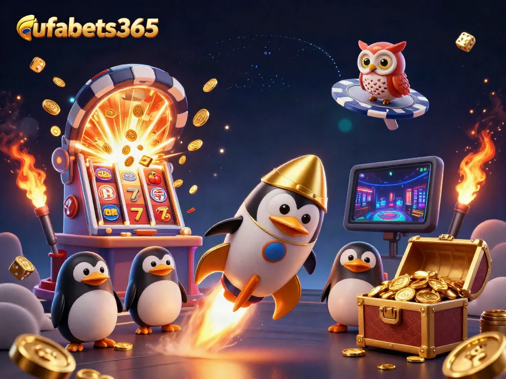 Experience excitement with the golden penguin's journey towards the ufabets365 casino space station!
