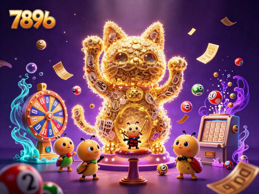 Win big with 789b while enjoying vibrant casino action amid floating lottery elements.