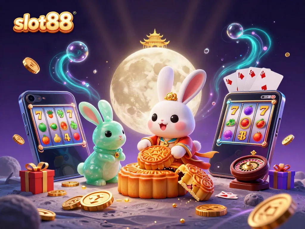 Experience thrilling slot88 gameplay with a moon rabbit character, jackpot elements, and vibrant casino graphics.
