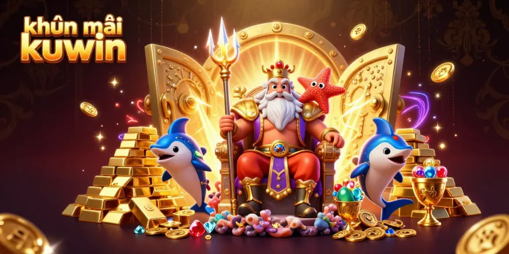 Engaging scene showcasing khuyến mãi kuwin with a dynamic 3D casino atmosphere full of treasures