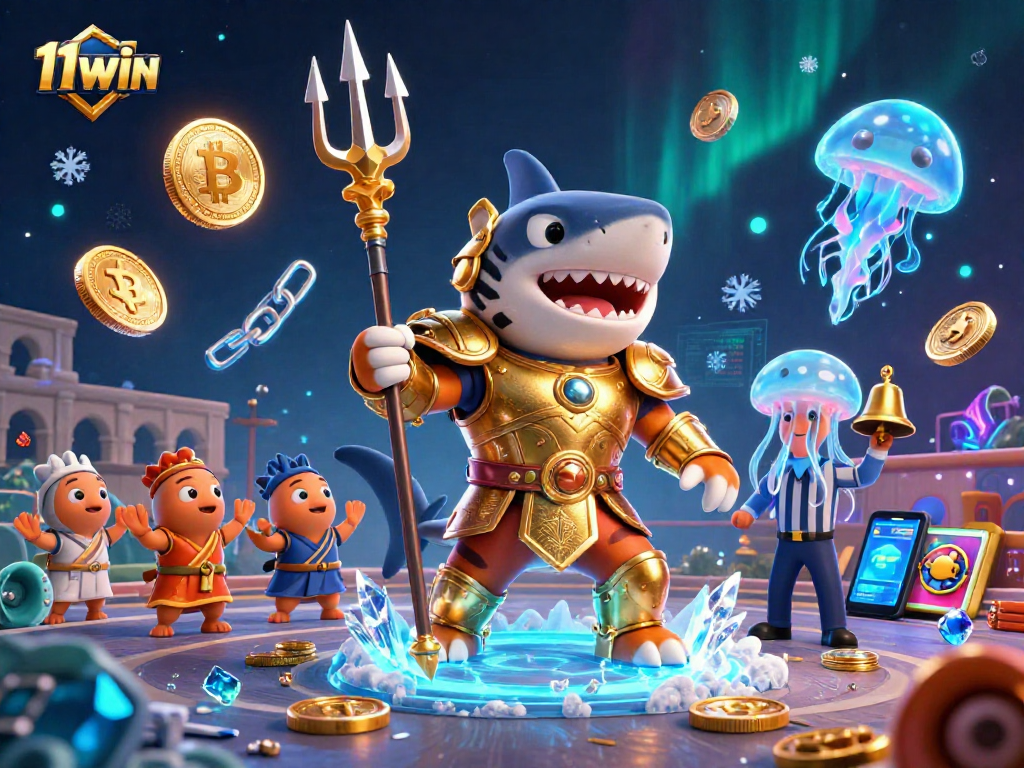Experience thrilling gaming action at 11WIN with our vibrant casino-themed underwater arena.