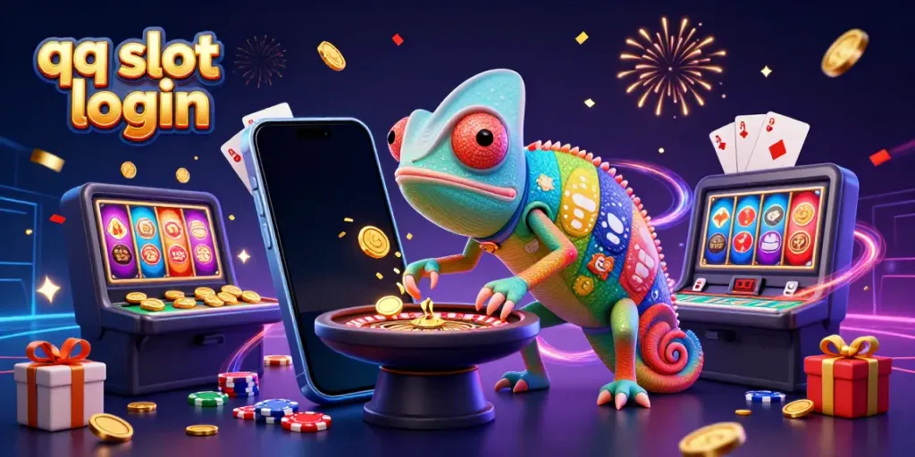 Experience thrilling wins with qq slot login and vibrant casino elements in this animated scene.