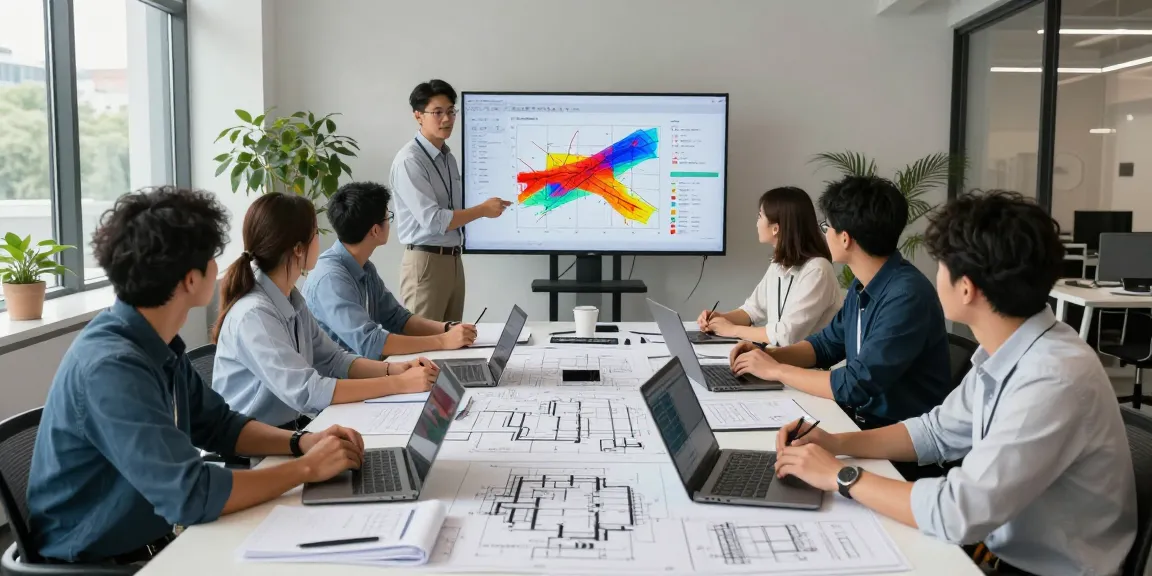 Industrial Engineering Consultant North America team collaborating on engineering design projects in a modern office setting