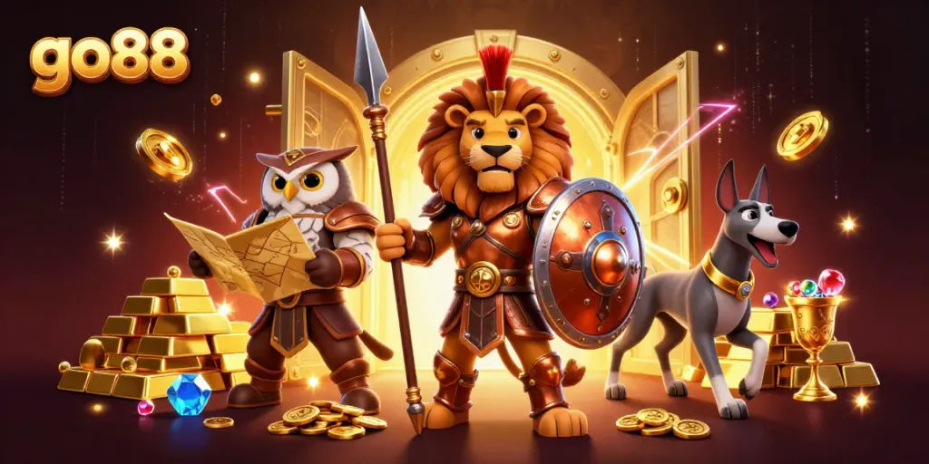 Trải nghiệm game hấp dẫn của GO88 với hầm báu lớn và những biểu tượng hạnh phúc.