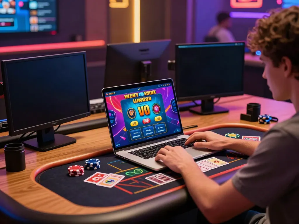 Online gaming scene at https://sky88tg.com/ with a player engaged in live casino action.