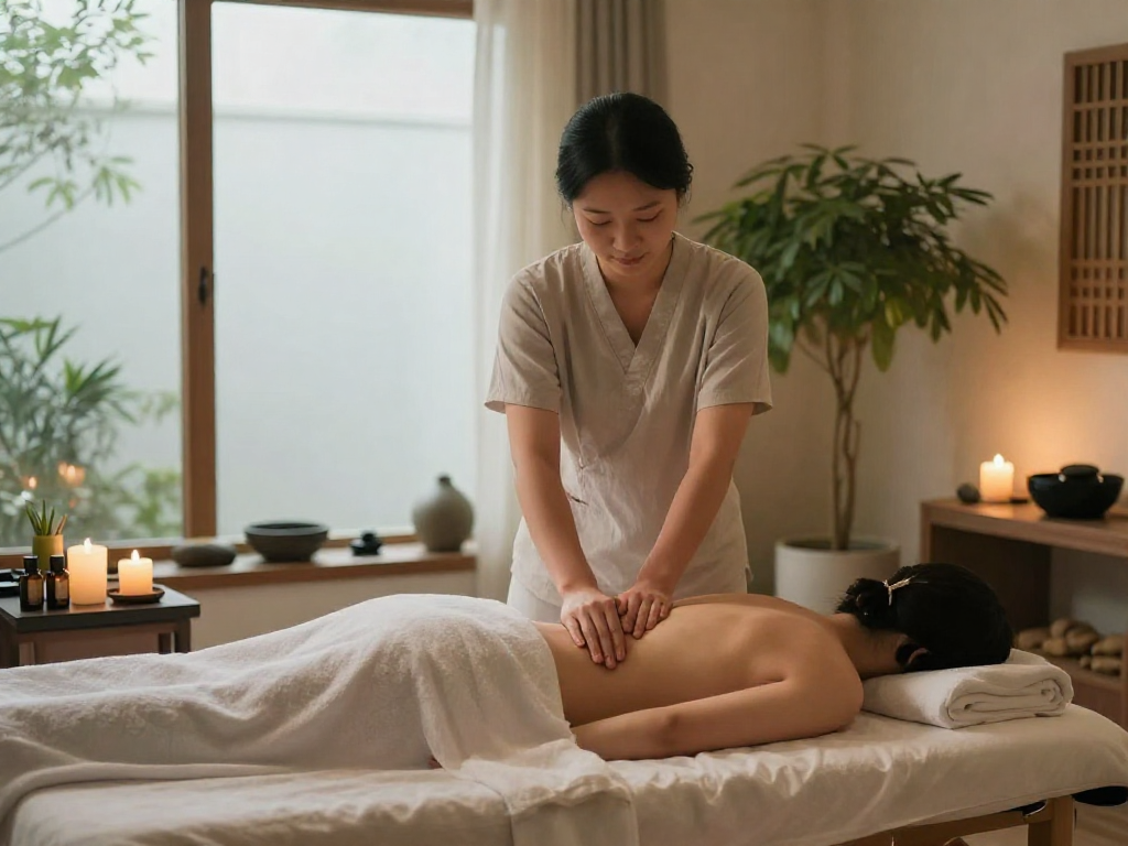 Experience a soothing 천호동출장안마 massage in a serene therapy room.