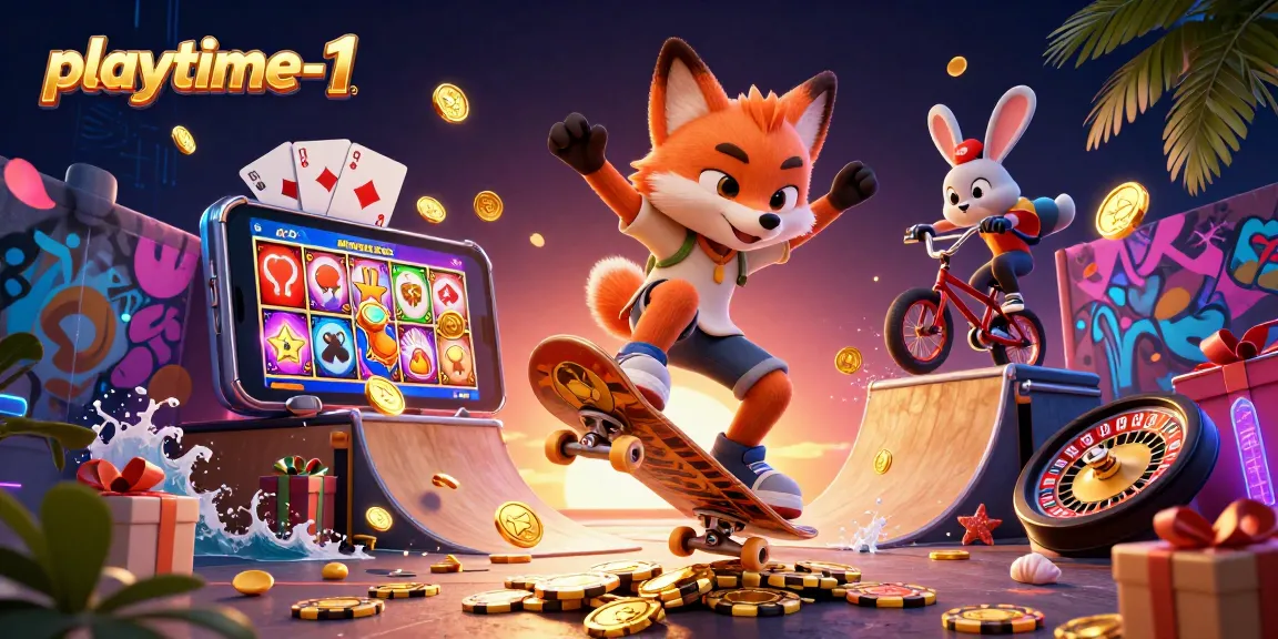 Spin and win big at playtime-1 with vibrant casino-themed visuals and engaging gameplay elements.