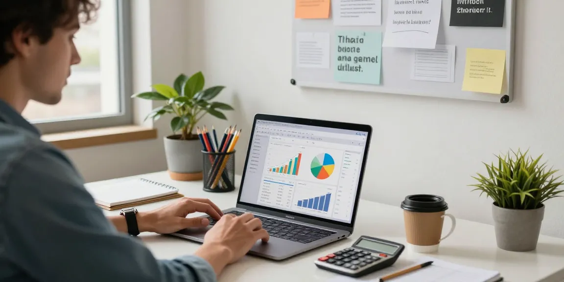 Accountant using accounting software for small business in a modern workspace