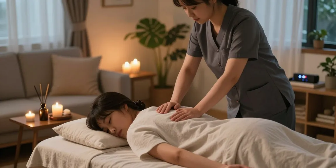 Experience a calming 한국인출장 massage at home with soothing ambiance and professional care.