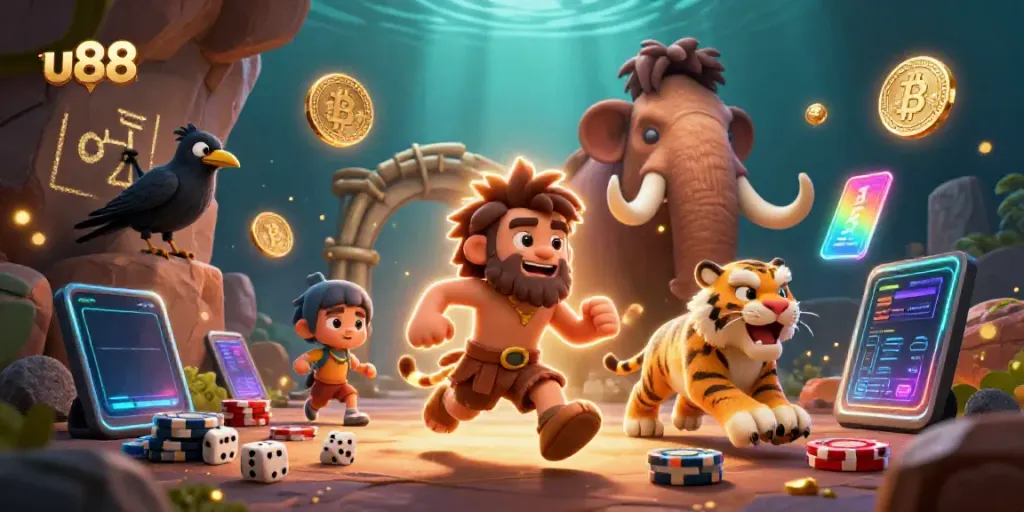 Experience thrilling moments at u88 with caveman and sabertooth tiger running a prehistoric casino.