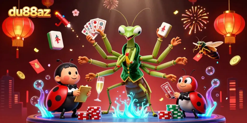 Experience thrilling gambling at du88az with vibrant 3D illustration of characters in a casino atmosphere.