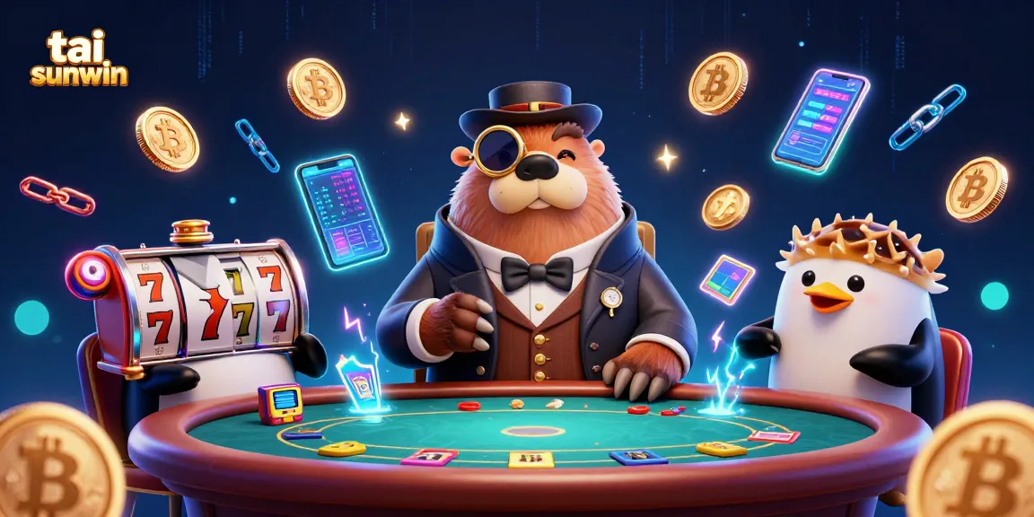 Engage with tai sunwin's immersive slot experience, featuring vibrant characters and casino elements.
