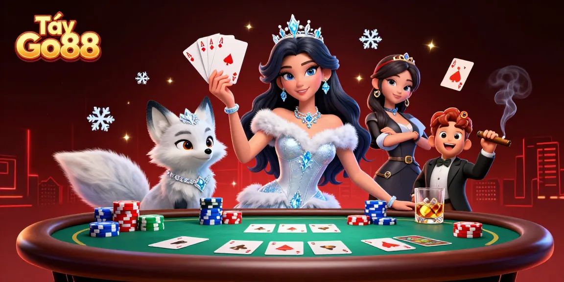 Tải Go88 with a casino scene featuring poker and luxurious characters in vibrant colors.