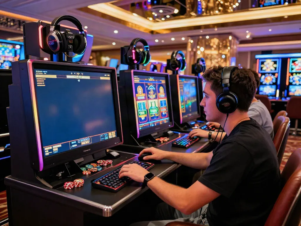 Engaging player at Nohuwin gaming platform, showcasing vibrant online slot game environment.