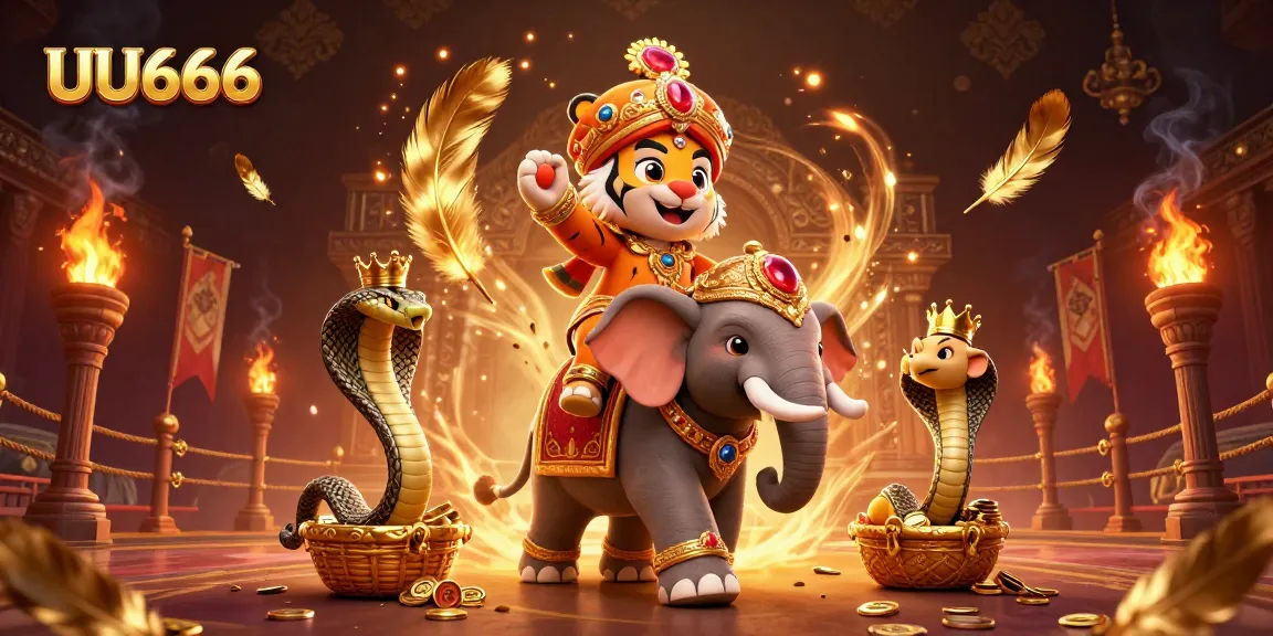 Experience thrilling gameplay at UU666 with a vibrant 3D scene featuring a majestic maharaja and captivating elements.