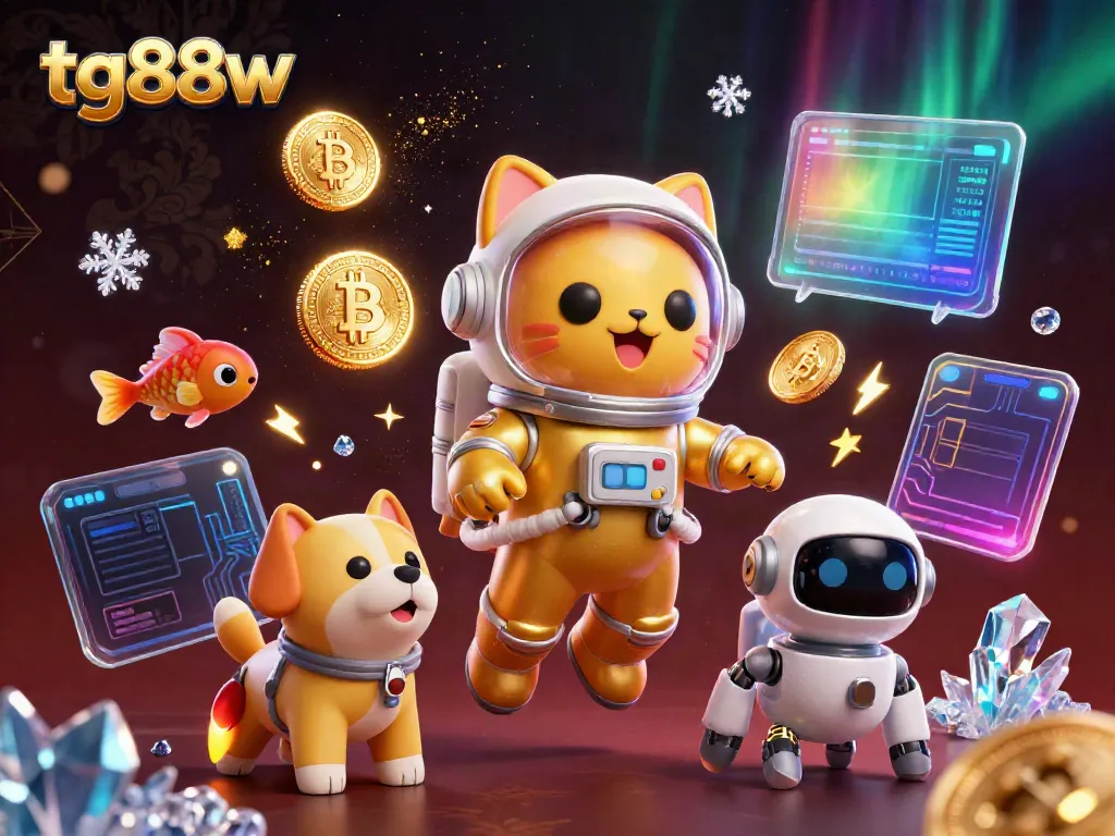 Experience the excitement of tg88w with vibrant 3D characters in a cosmic gambling scene.