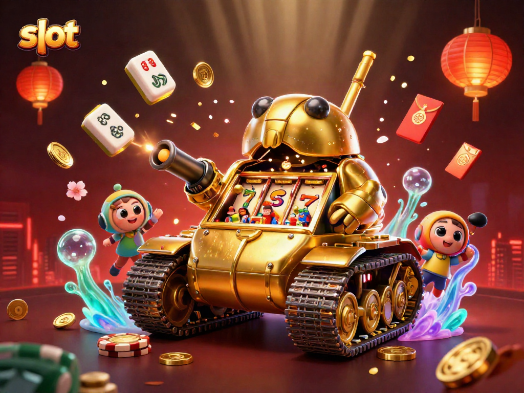 Spin the slot reels inside a vibrant casino beetle tank filled with confetti and coins