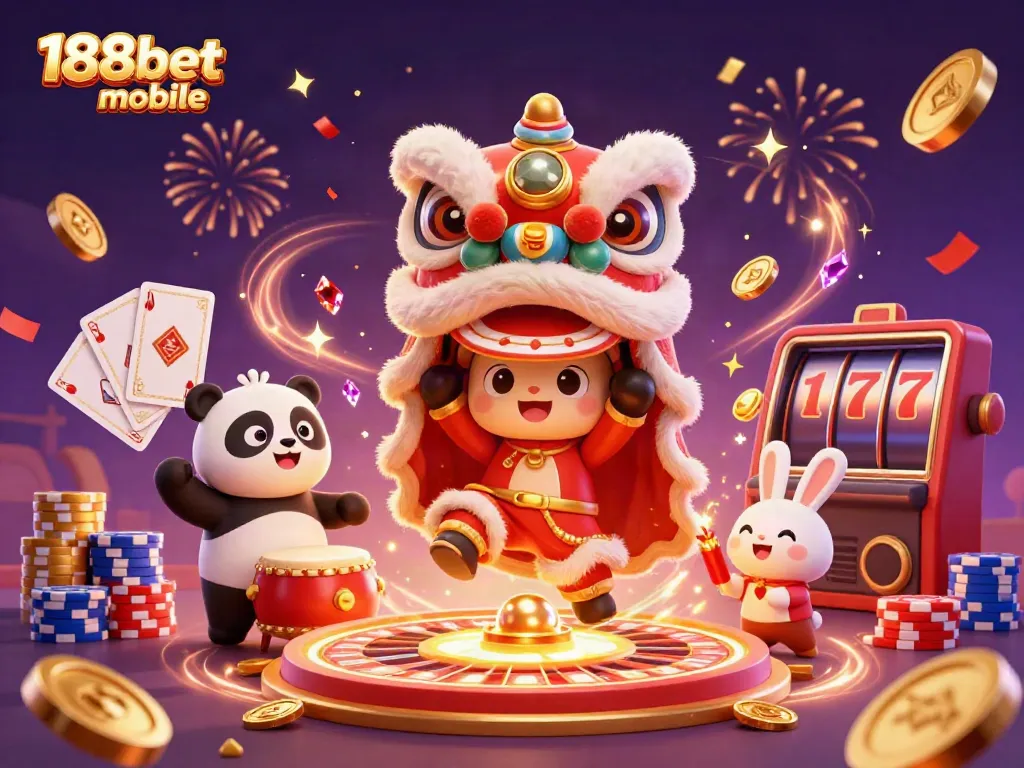 Join the fun with 188bet mobile in this vibrant illustration featuring lively characters celebrating wins.