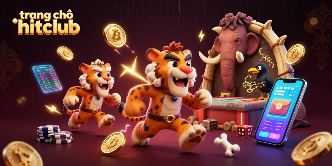Engage with the vibrant world of trang chủ hitclub featuring a prehistoric casino with glowing crypto elements.