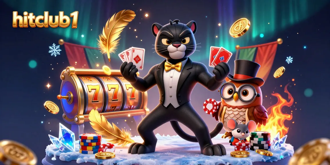 Engage in thrilling gameplay at hitclub1 with a panther dealer, owl, and lucky mouse amidst vibrant casino elements.