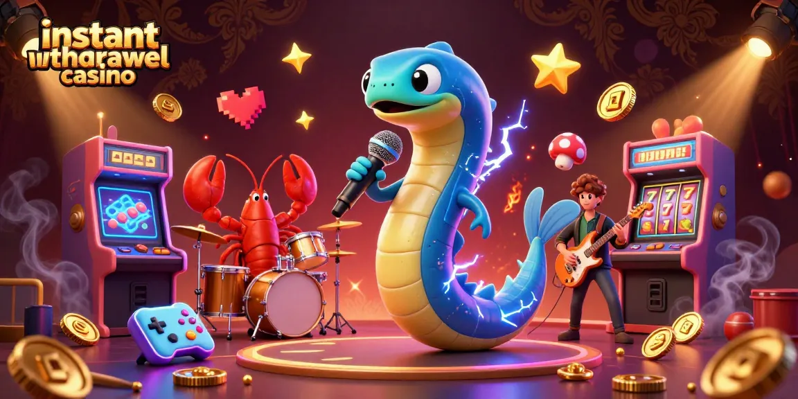 Experience instant withdrawals at a vibrant underwater casino with lively cartoon characters.